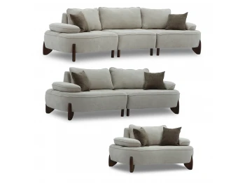 Sofa set HOBEL DANIA 3+2+1 CREAM BONCUK 4/ BROWN BEATTO 1012 (6) 