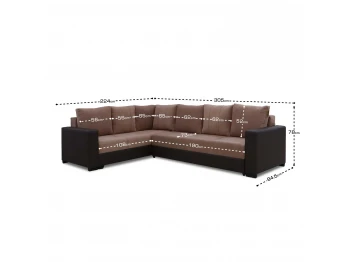 Sofa HOBEL CORNER ERICA COFFEE V460/ LIGHT BROWN VIVALDI 20 L(6) 