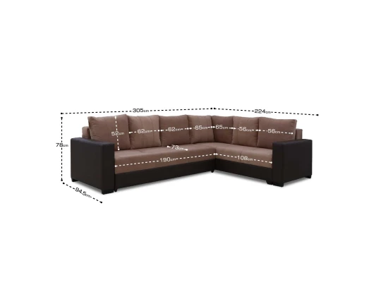 Բազմոց HOBEL CORNER ERICA COFFEE V460/ LIGHT BROWN VIVALDI 20 R(6) 