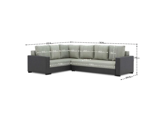 Բազմոց HOBEL CORNER ERICA GREY 8410/ LIGHT GREY MOCASSI 2141 L (6) 