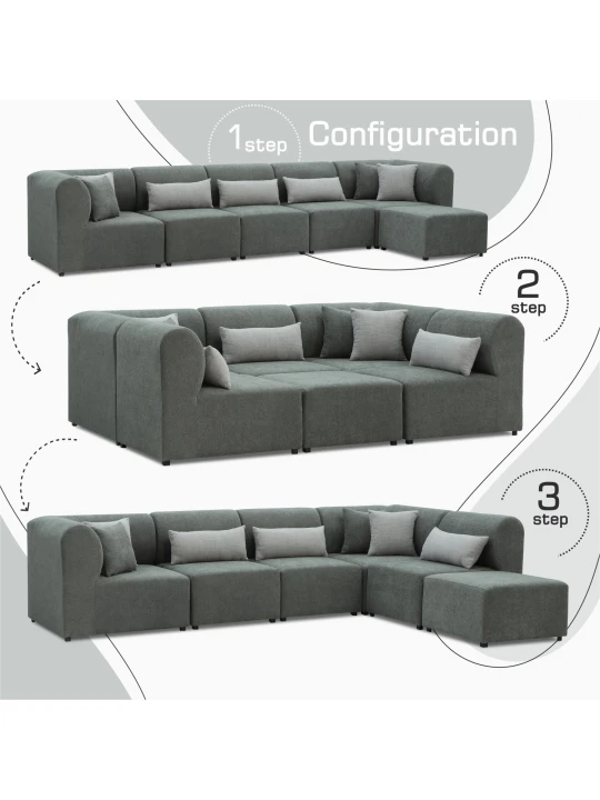 Диван HOBEL CORNER LEGO SOFT GREY BONCUK 24/GREY INFINITY 991 (6) 