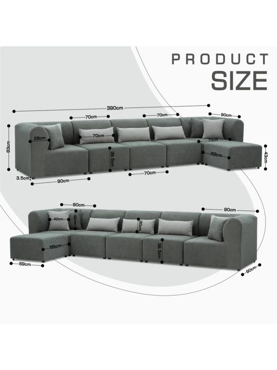 Диван HOBEL CORNER LEGO SOFT GREY BONCUK 24/GREY INFINITY 991 (6) 