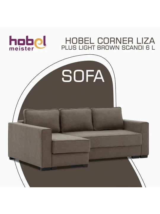 Sofa HOBEL CORNER LIZA PLUS LIGHT BROWN SCANDI 6 L (5) 