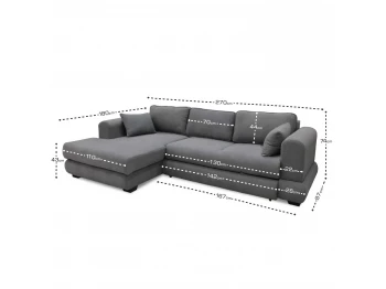 Sofa HOBEL CORNER SIDNEY PLUS GREY BUKLE 11 L (3) 