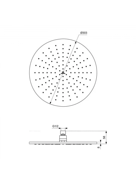 Ցնցուղ-ծորակ IDEAL STANDARD IRAIN RAINSHR ROUND 300MM 12L/MIN SBLK (A5803XG)