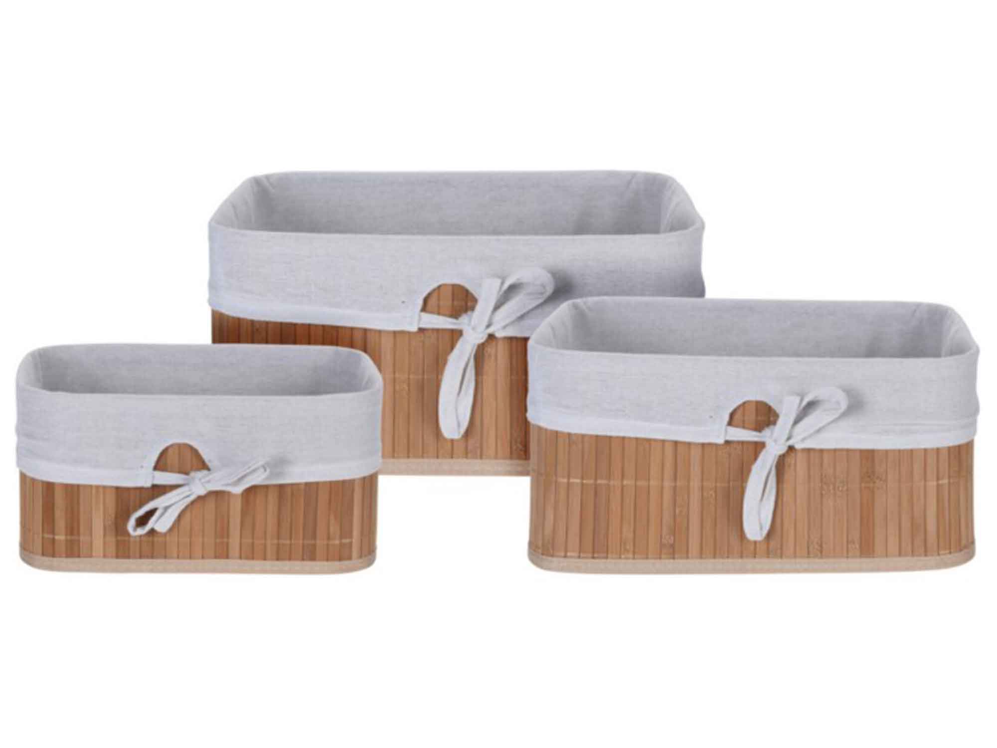 decorate objects KOOPMAN BASKET SET BAMBOO WITH LINEN