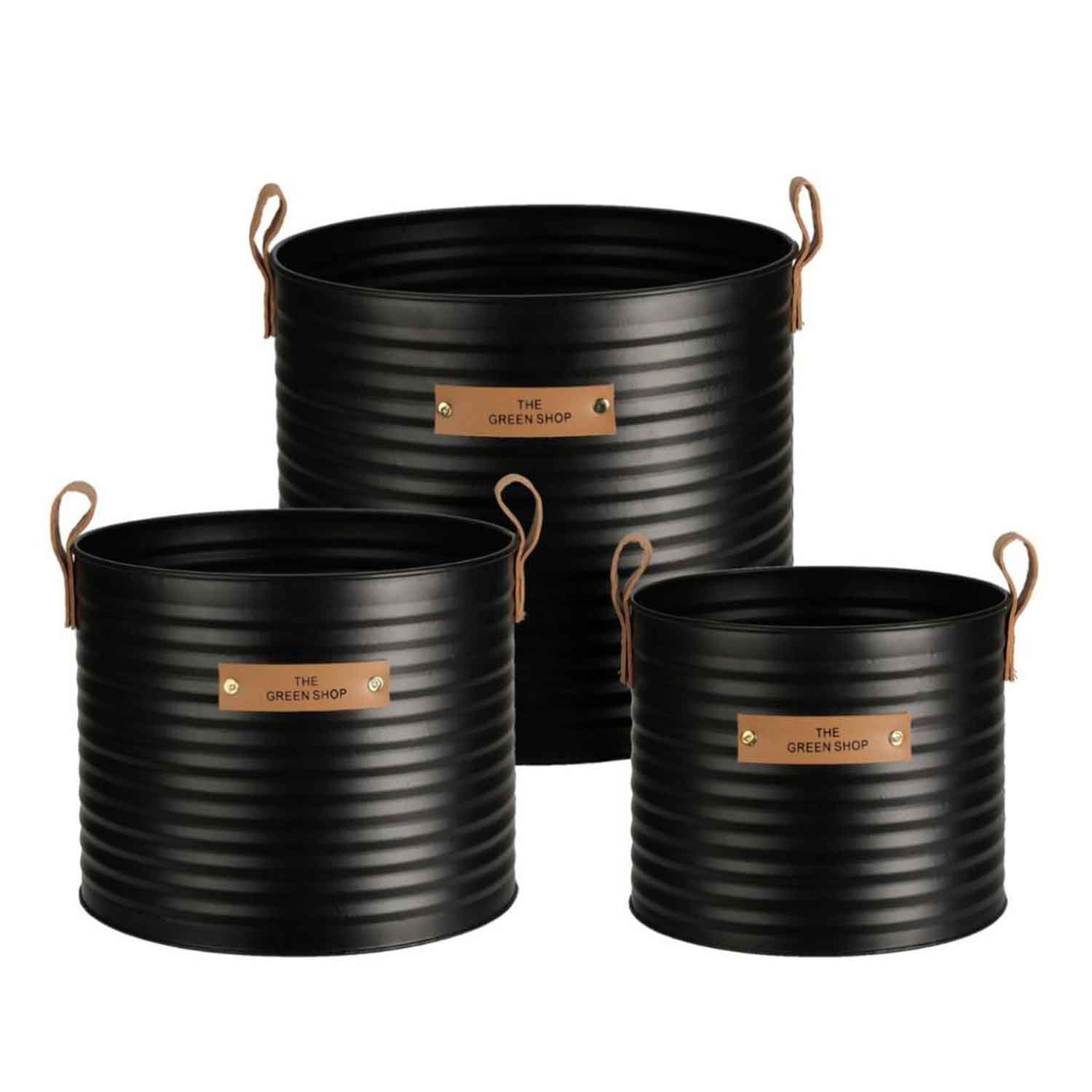 decorate objects KOOPMAN FLOWER POT BLACK SET3