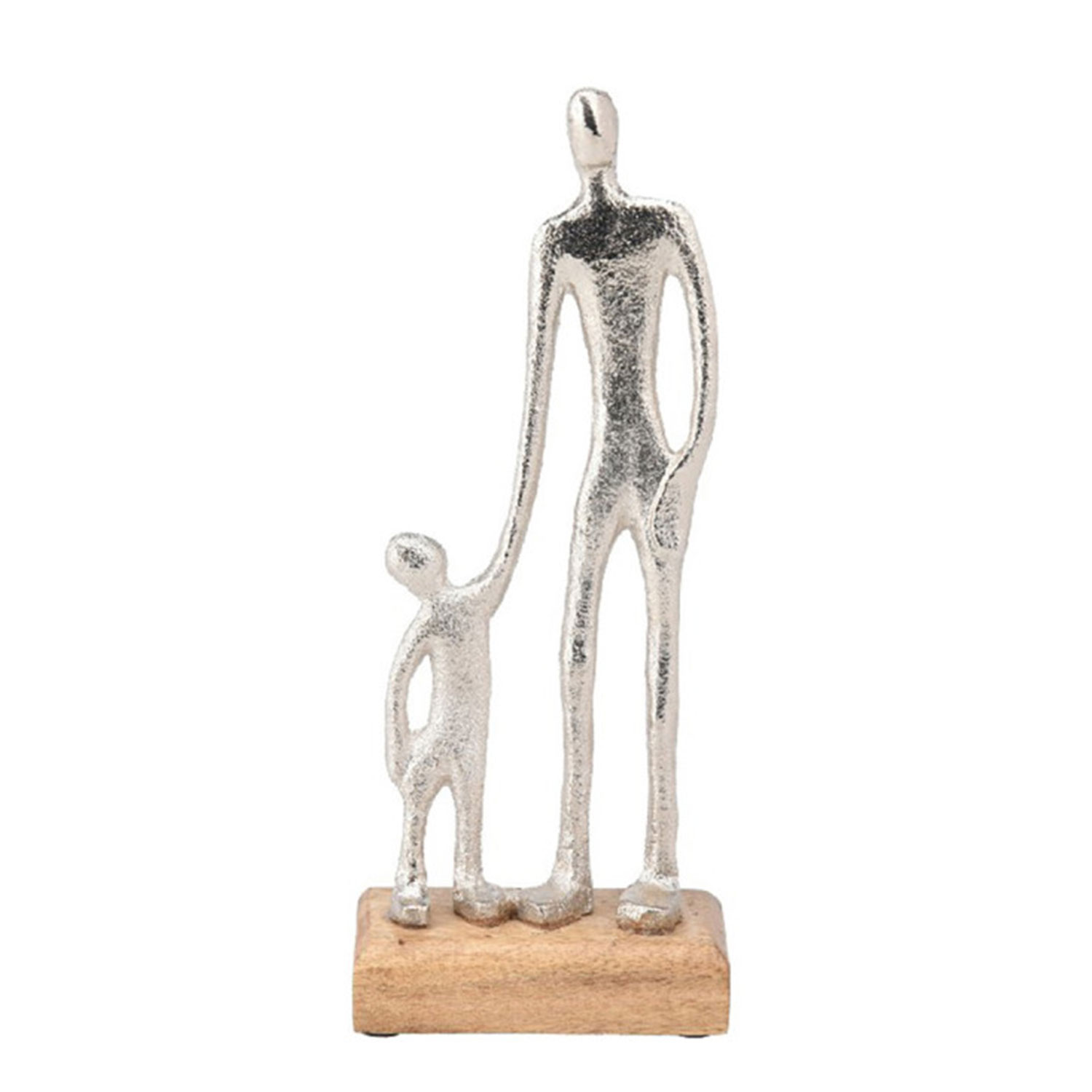 decorate objects KOOPMAN STATUE MAN AND CHILD 24CM SILVER (131995)