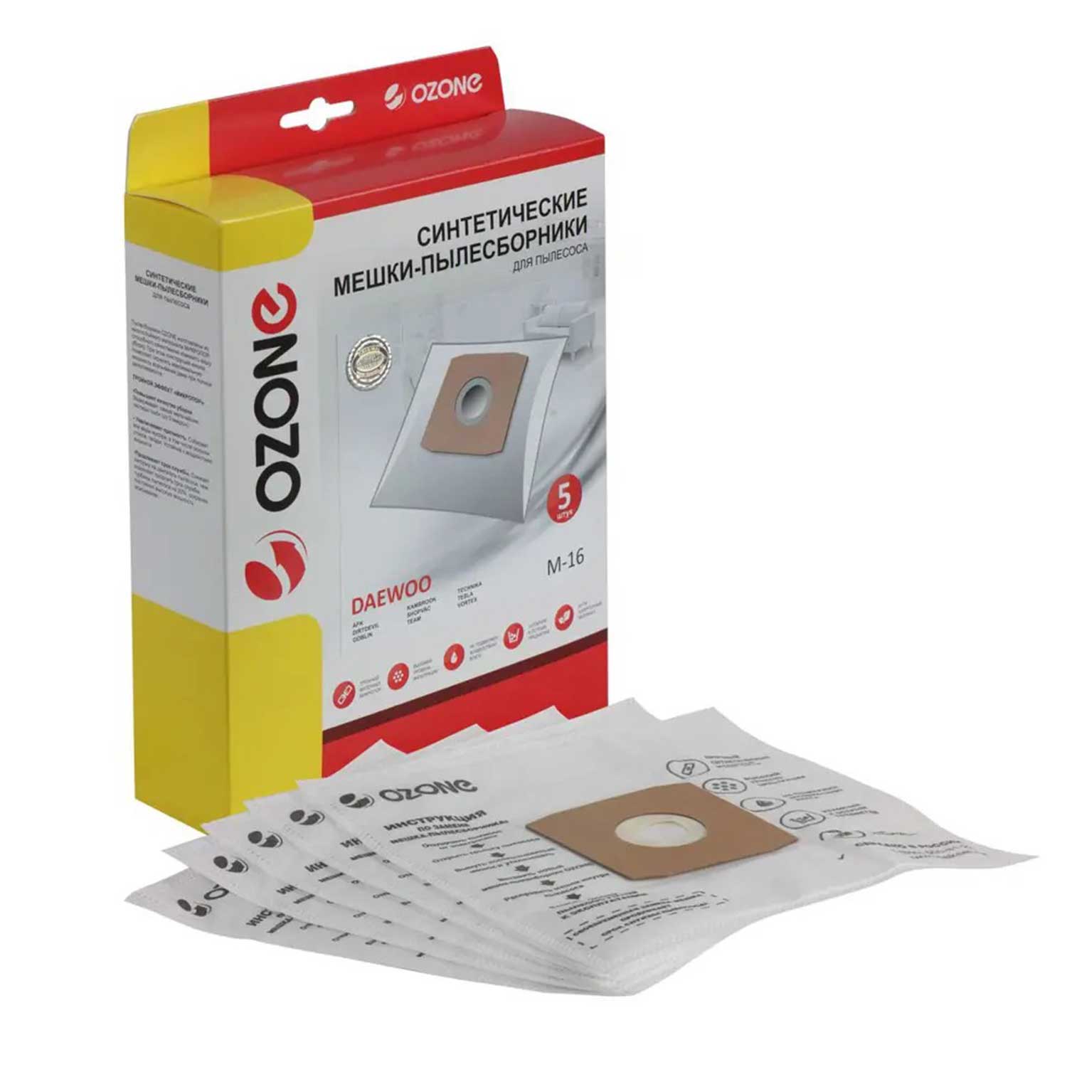 მტვერსასრუტის ტომრები OZONE M-16 (X5)