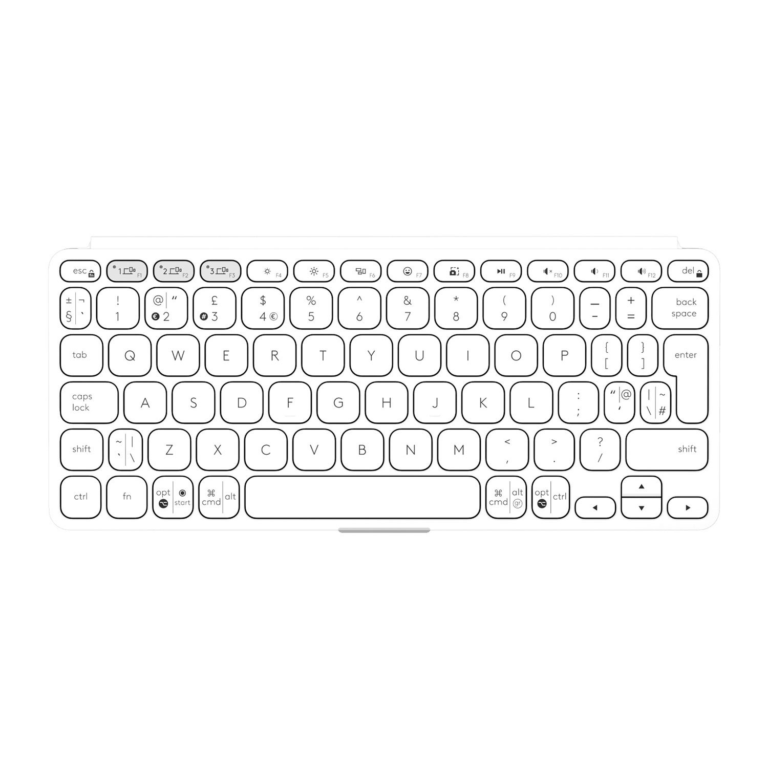 კლავიატურა LOGITECH Keys To Go 2 US/INTL (Pale/Grey)