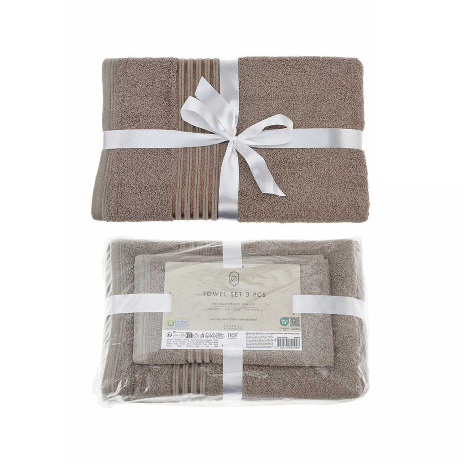 პირსახოცების ნაკრები KOOPMAN 3 PCS TAUPE CLR