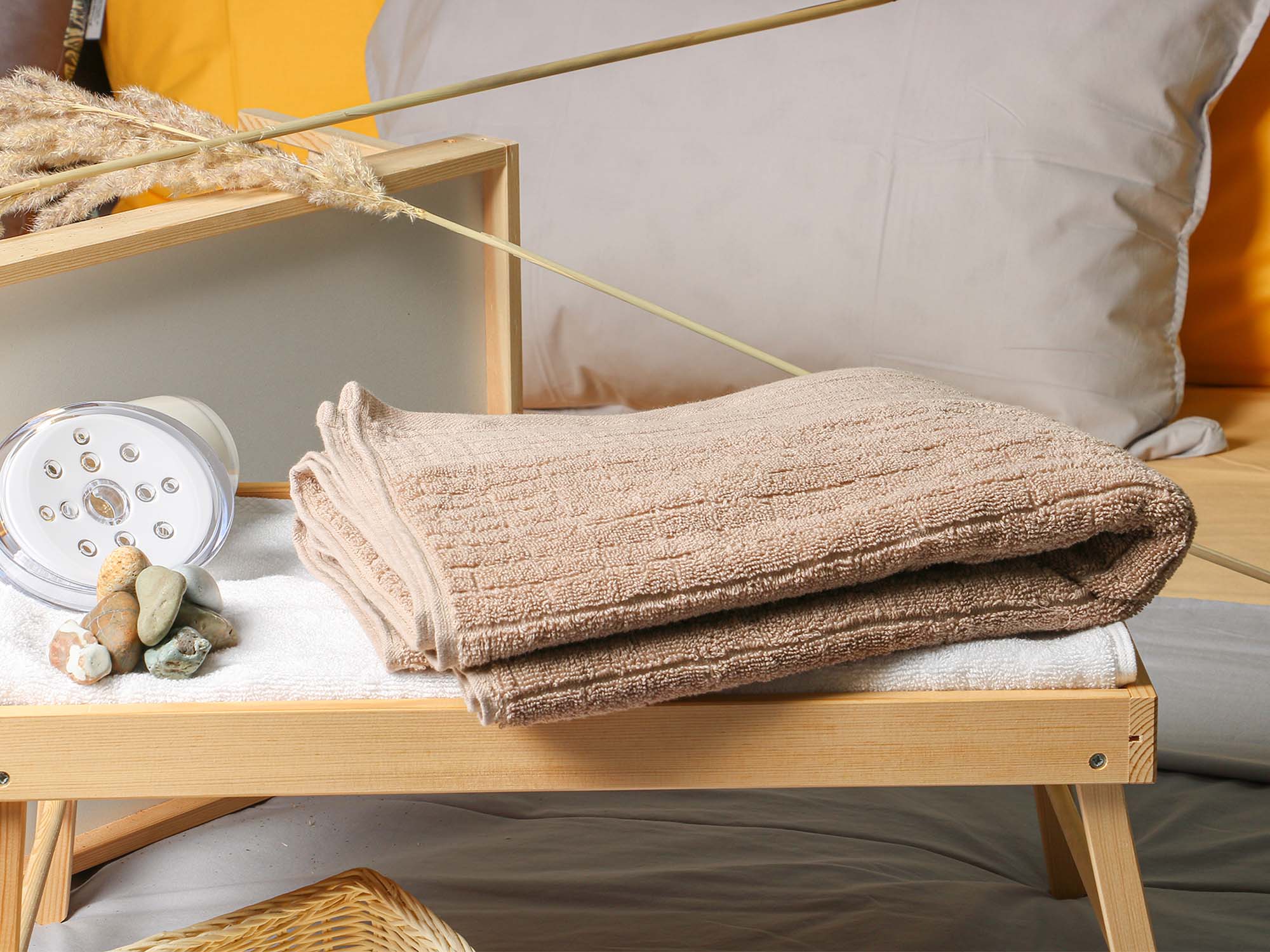 სააბაზანო პირსახოცი RESTFUL LIGHT BROWN 500GSM 70X140