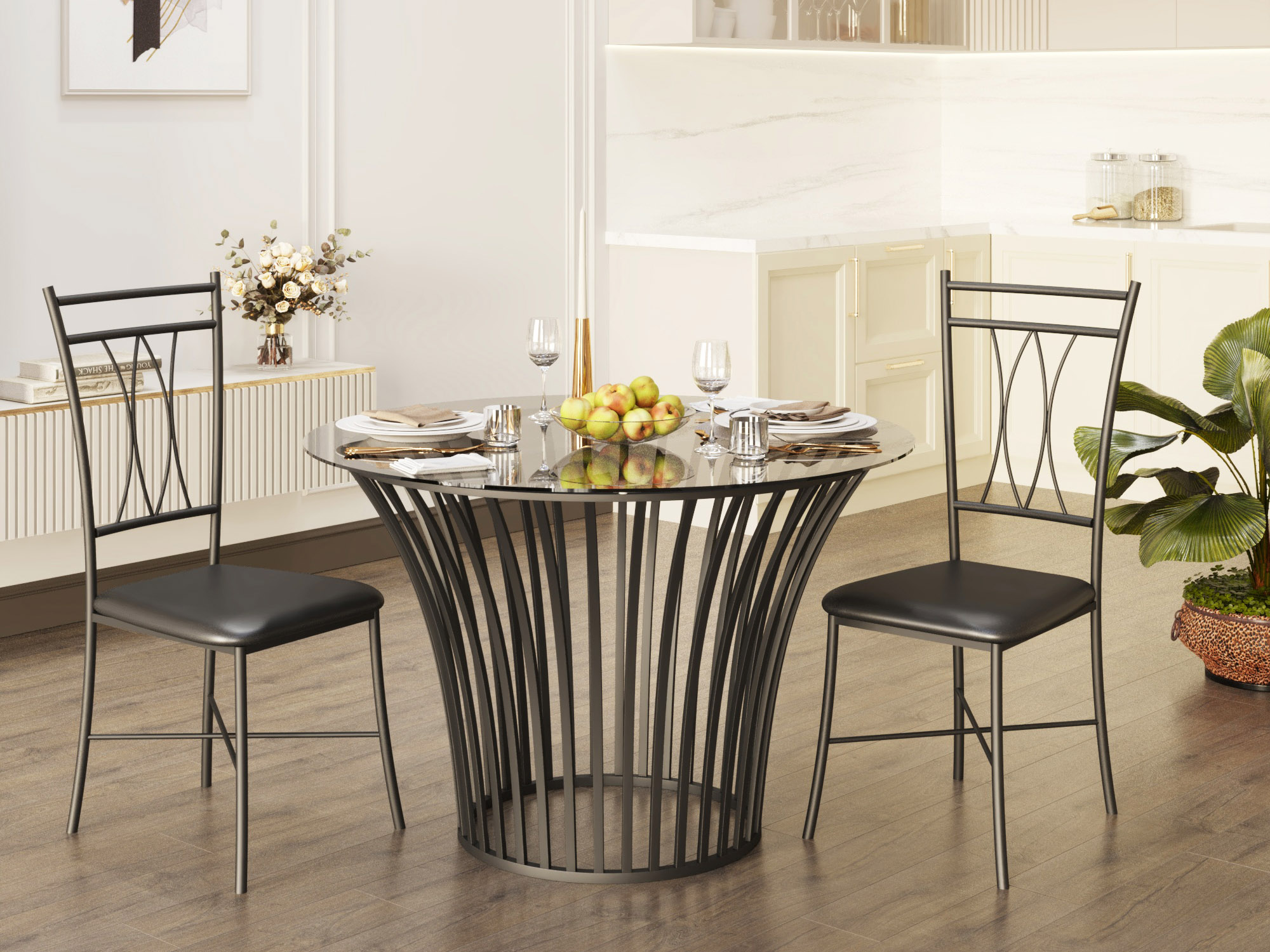 სკამი HOBEL NIZZA-CH-163 METAL BLACK/GREY (1)