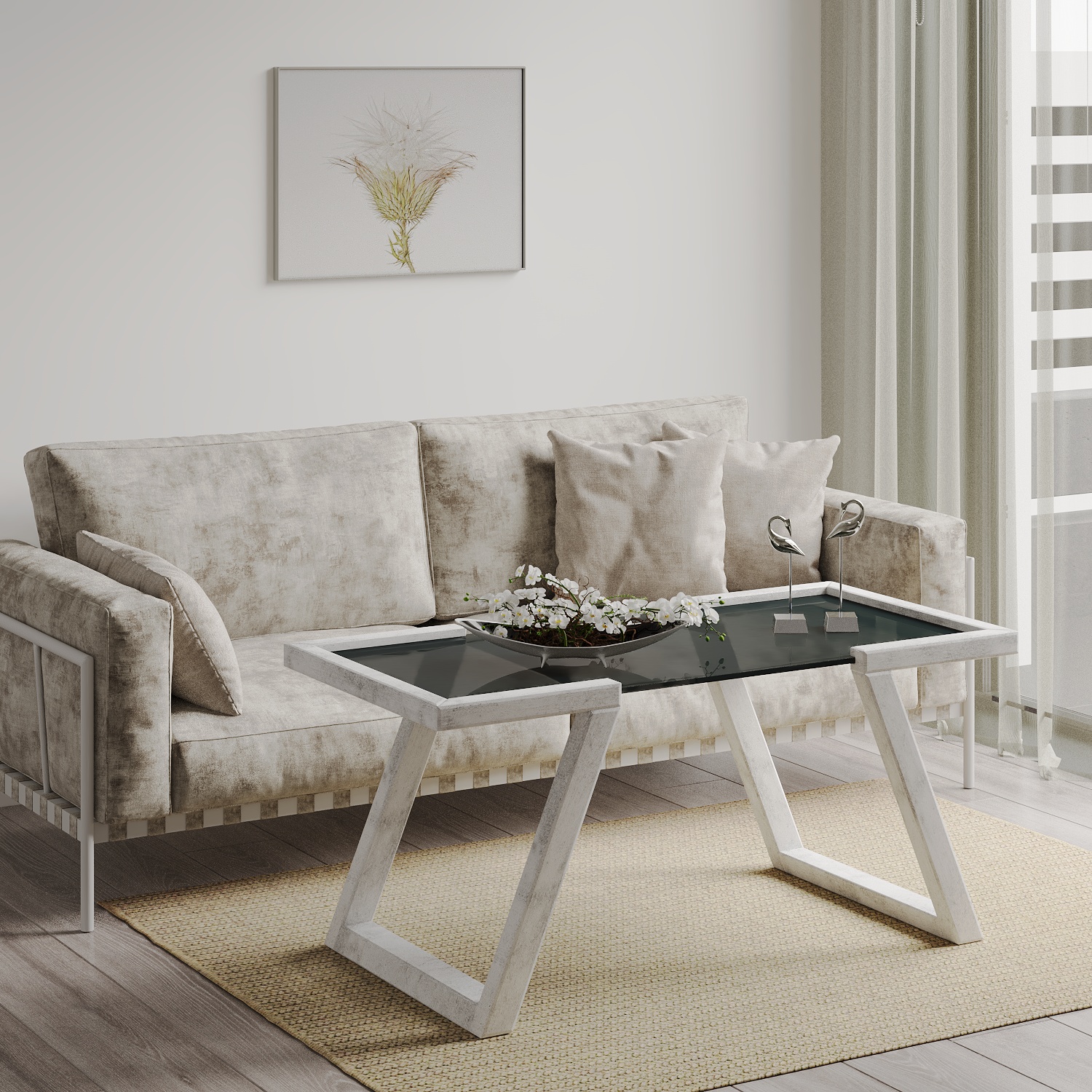 ჟურნალის მაგიდა HOBEL MIA GLASS ANTIC GREY (2)