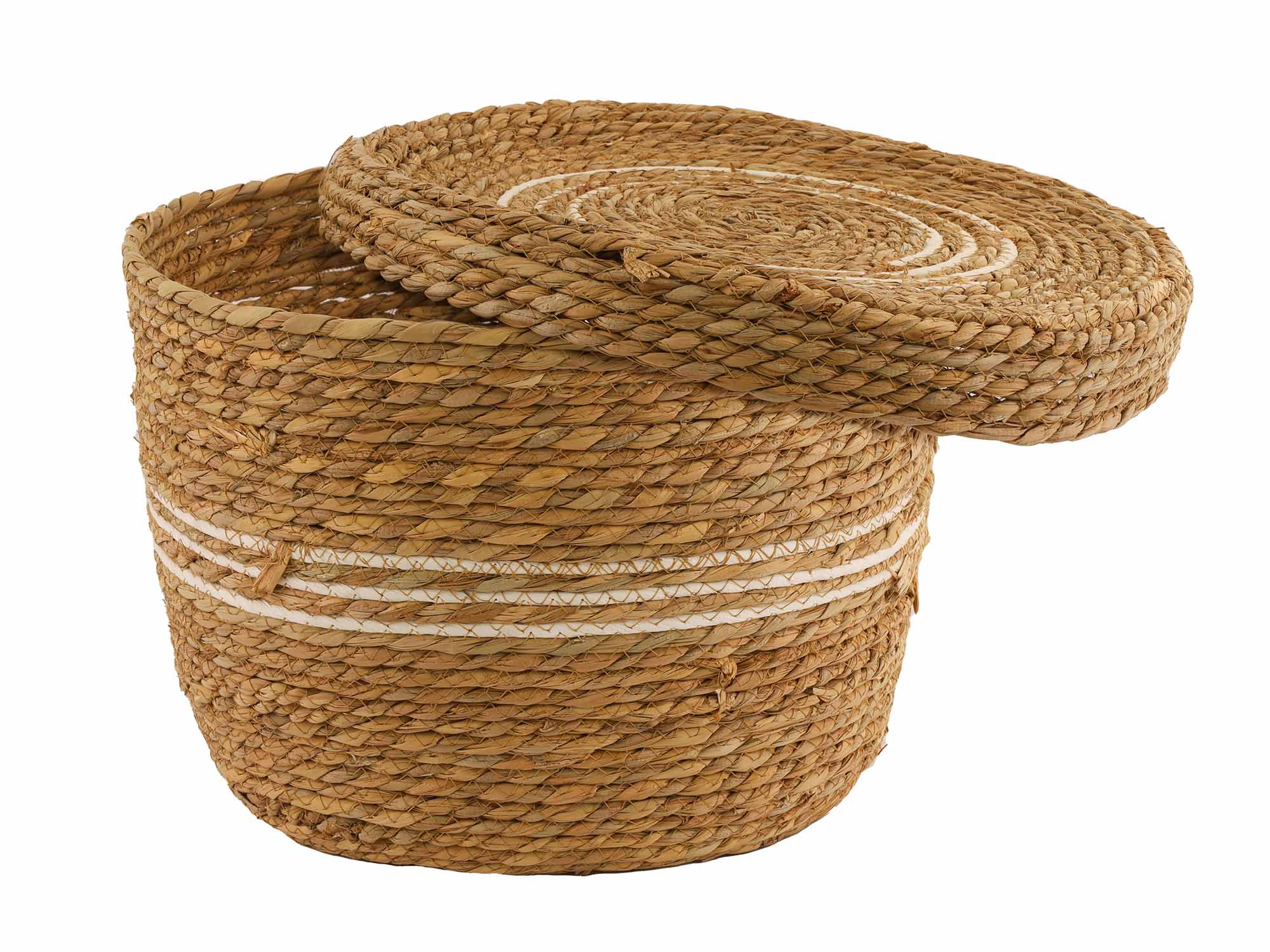 decorate objects KOOPMAN BASKET SET CATTAIL LEAF ROUND