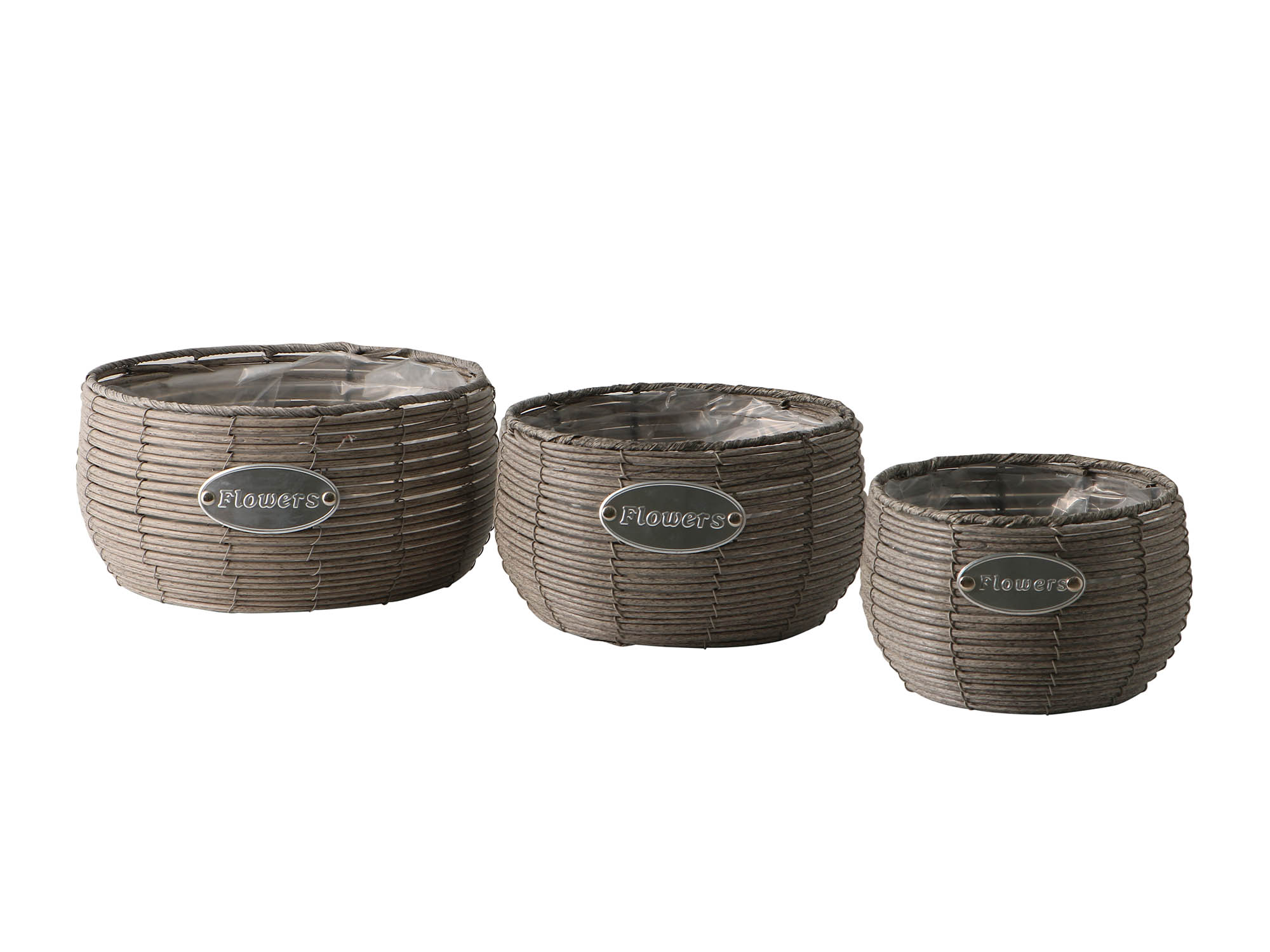 decorate objects KOOPMAN FLOWERPOT SET 3PCS TAUPE