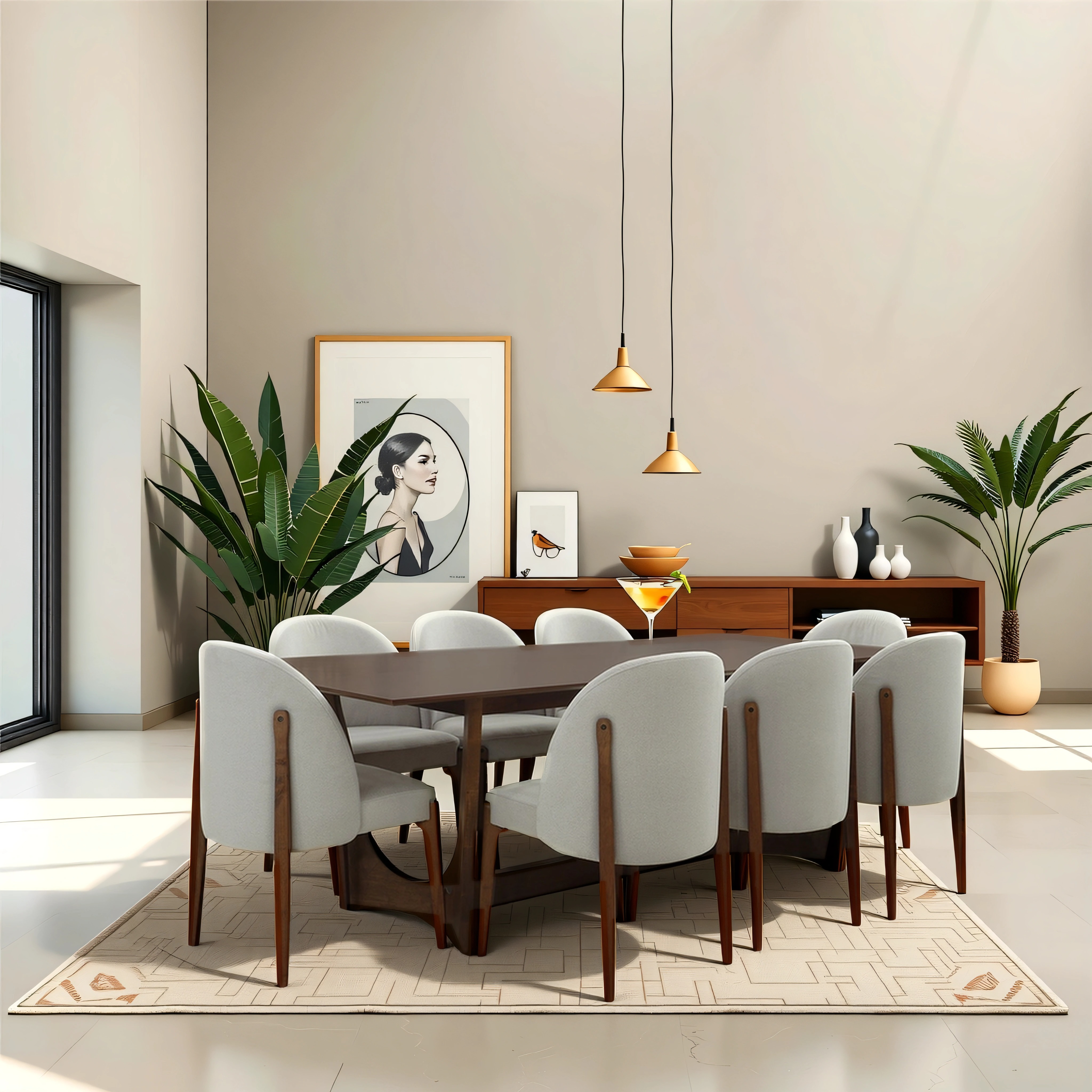სასადილო გარნიტური IVORIE AFEEN 3363/1341 1+8 WALNUT