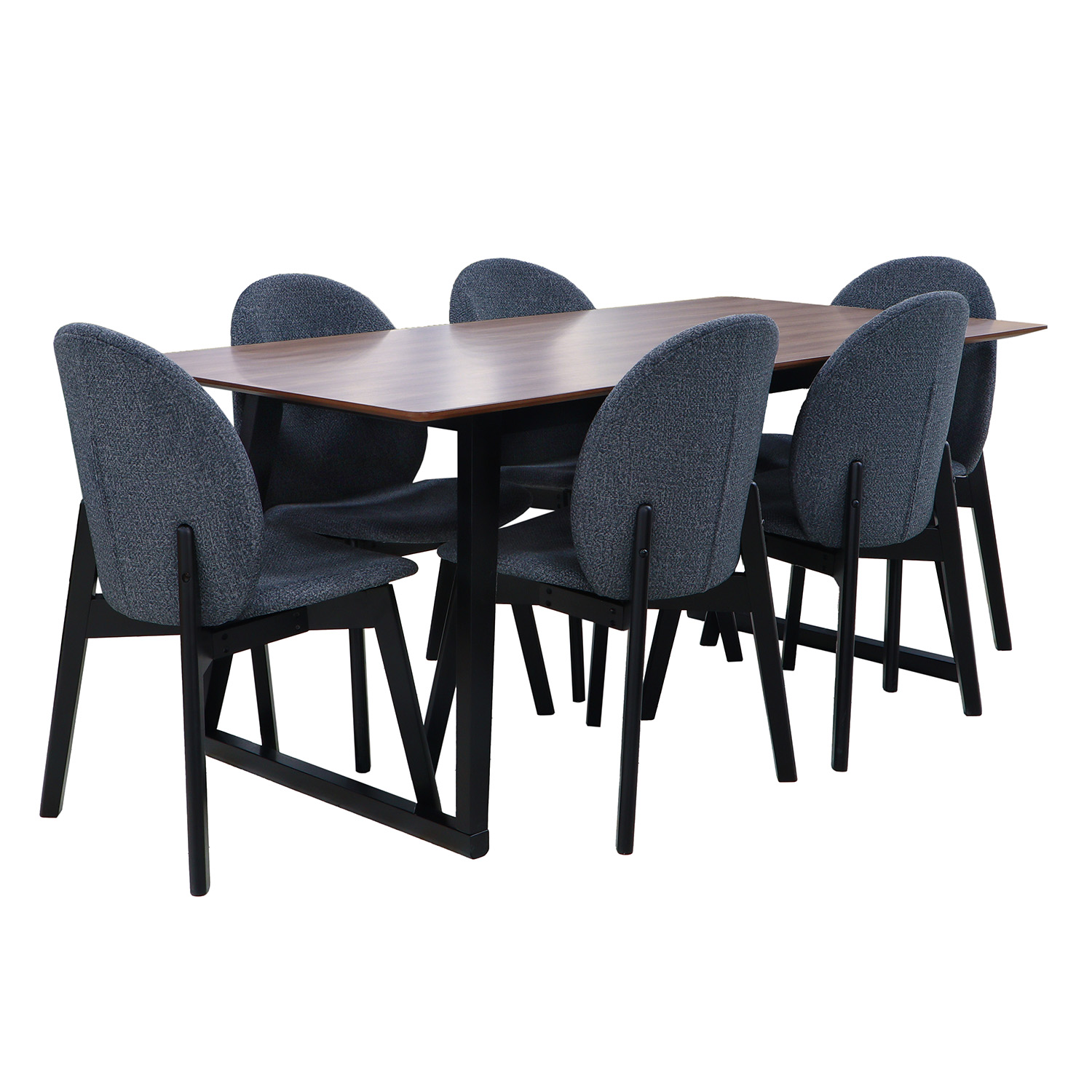 სასადილო გარნიტური IVORIE MAEENA 3260/1225 1+6 NATURAL WALNUT BLACK