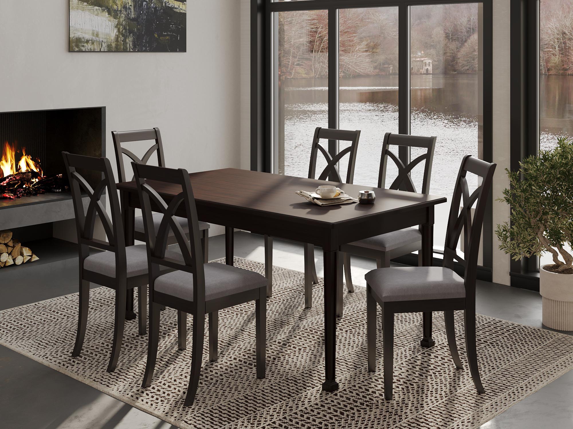 სასადილო მაგიდა HOBEL X63 DT (90X160X200) BROWN PIGMENT (1)