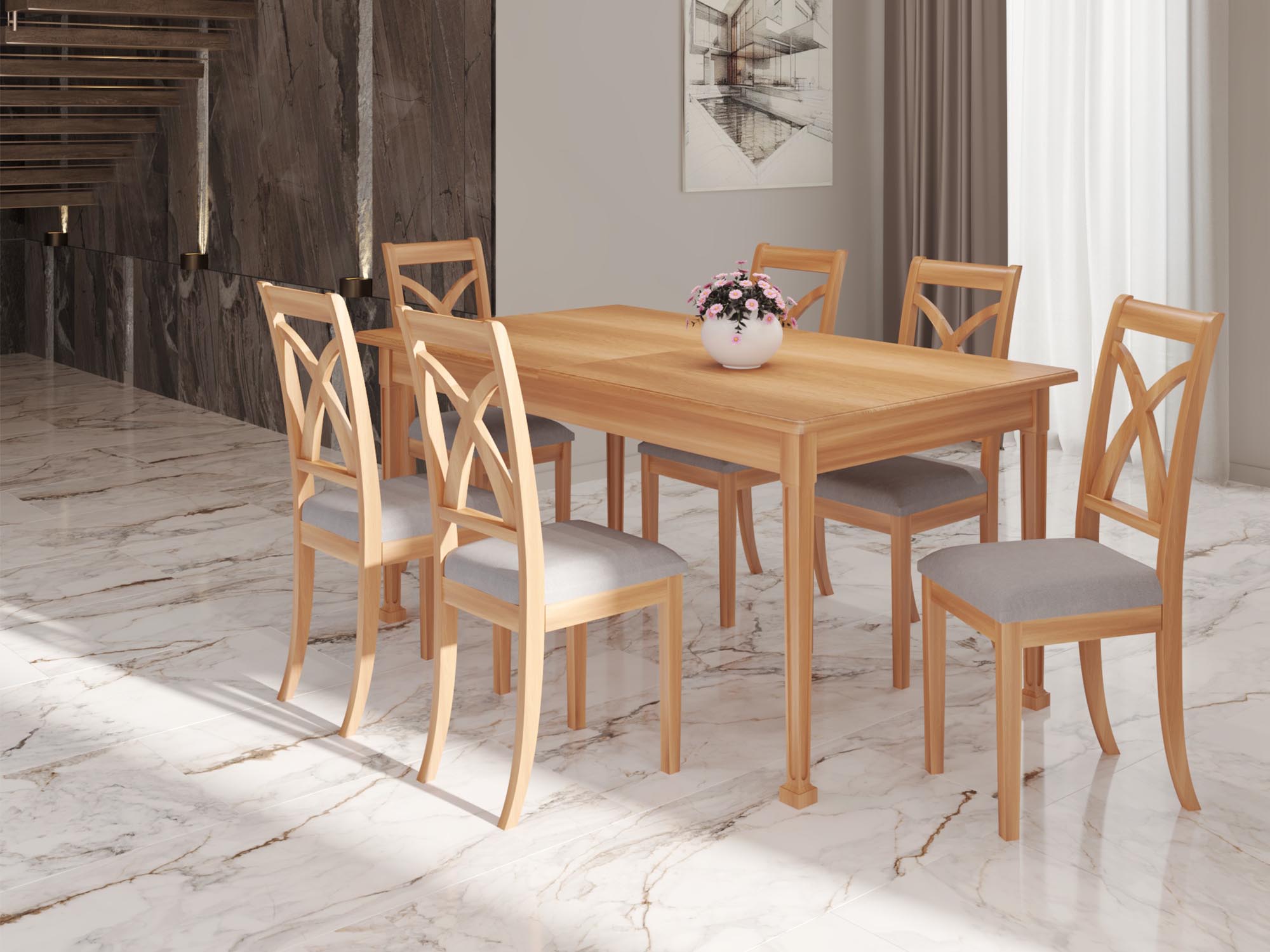 სასადილო მაგიდა HOBEL X63 DT (90X160X200) NATURAL (1)