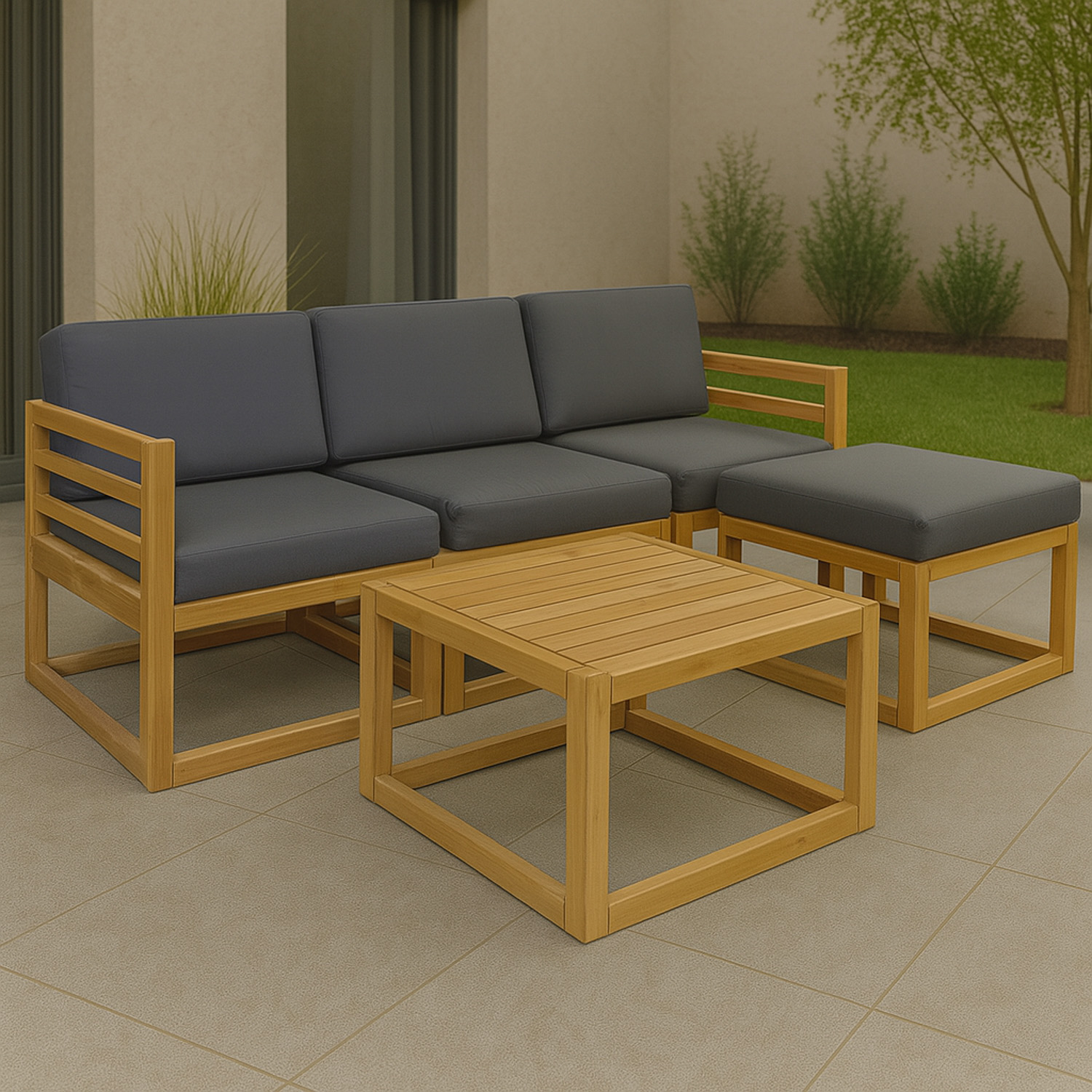 ბაღის გარნიტური HOBEL CORNER DECK WOOD TIK/DARK GREY (5)