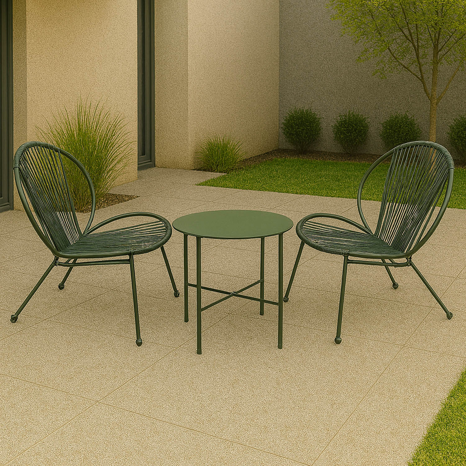 ბაღის გარნიტური KOOPMAN GARDEN FURNITURE SET 3PCS GREEN