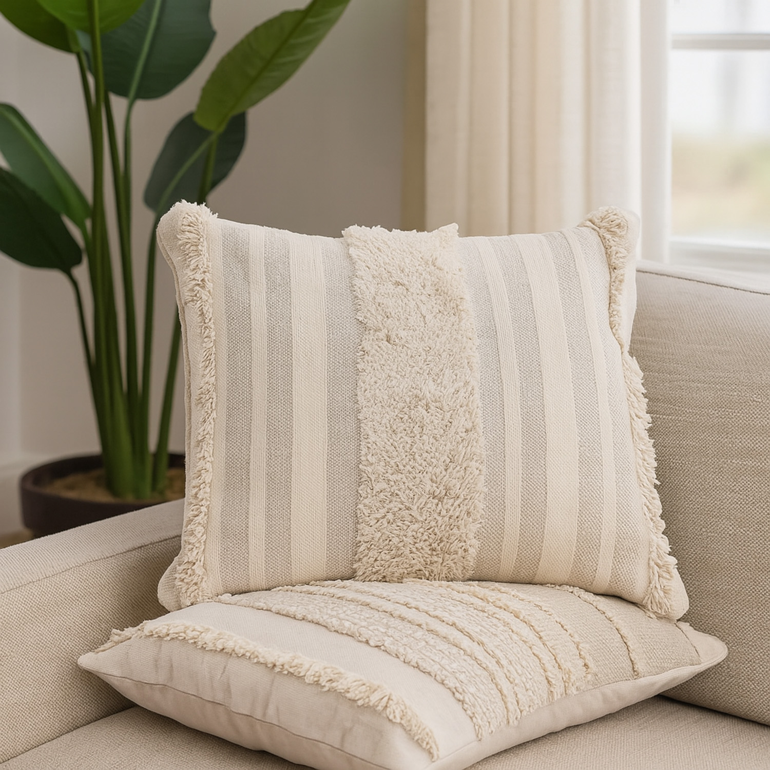 pillow KOOPMAN 45X45CM TASSELS 3ASS