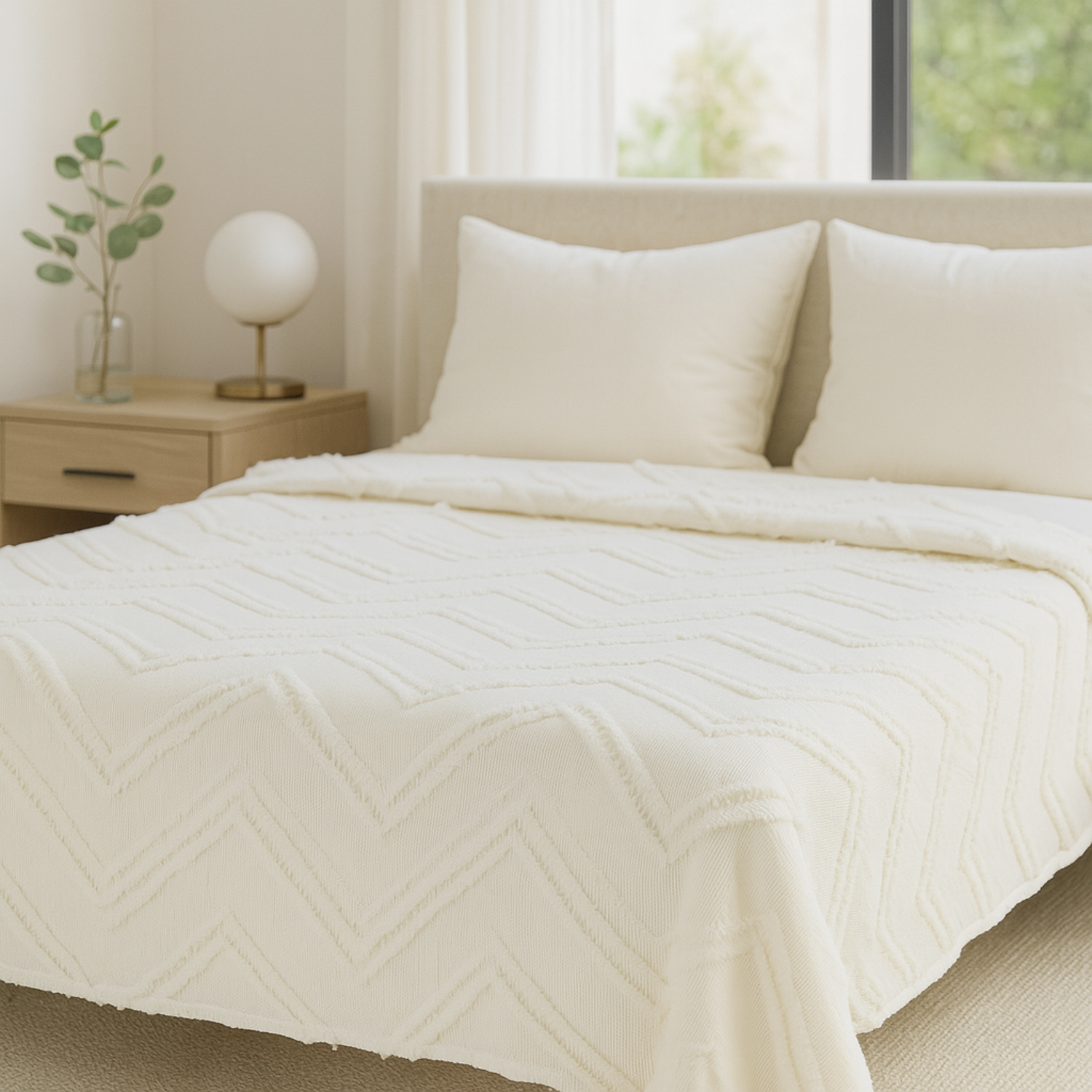 გადასაფარებელი RESTFUL NAKI01 180X250 LIGHT CREAM