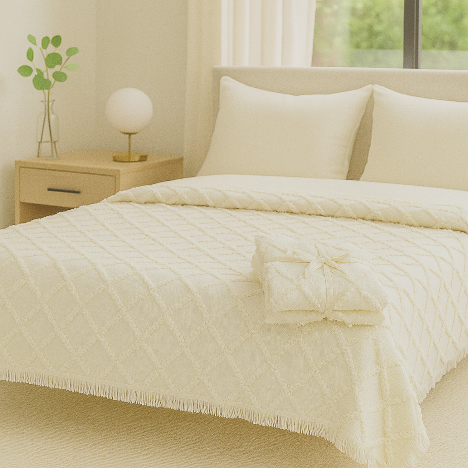 გადასაფარებელი RESTFUL NAKI02 180X250 LIGHT CREAM