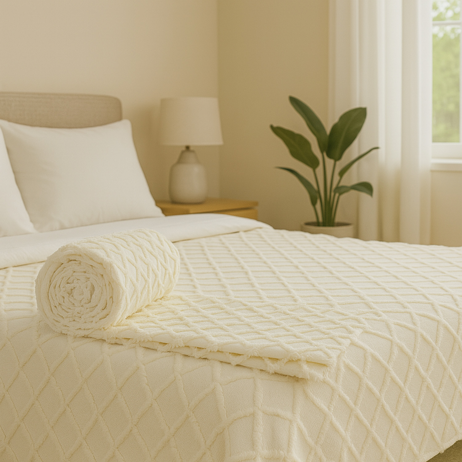 გადასაფარებელი RESTFUL NAKI03 250X250 LIGHT CREAM