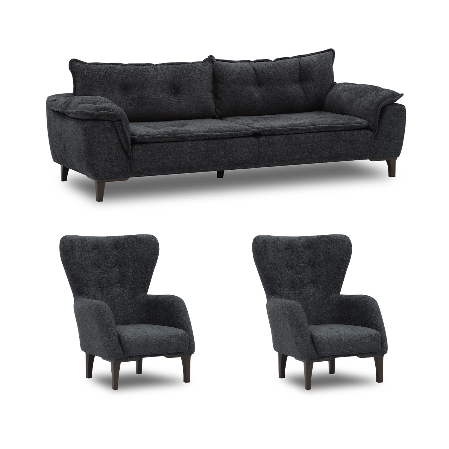 გარნიტური HOBEL CLARA 3+1+1 DARK GREY BEATTO 1079 (3)