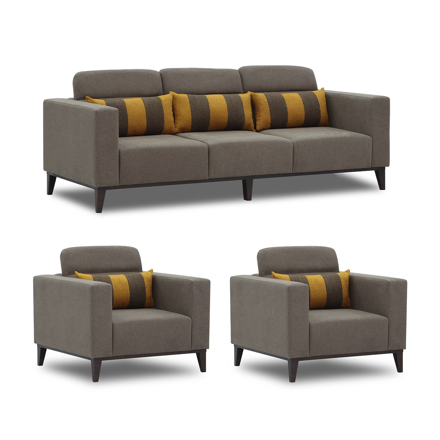 გარნიტური HOBEL DALI 3+1+1 BROWN SCANDI 6/ RETTIO 1001 (3)