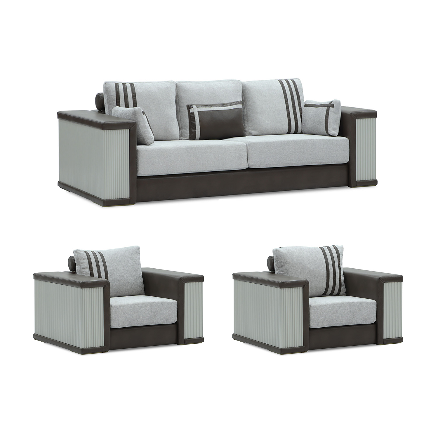 გარნიტური HOBEL FANDI 3+1+1 GREY PHANTOM 13/ LIGHT GREY BONCUK 18 (3)
