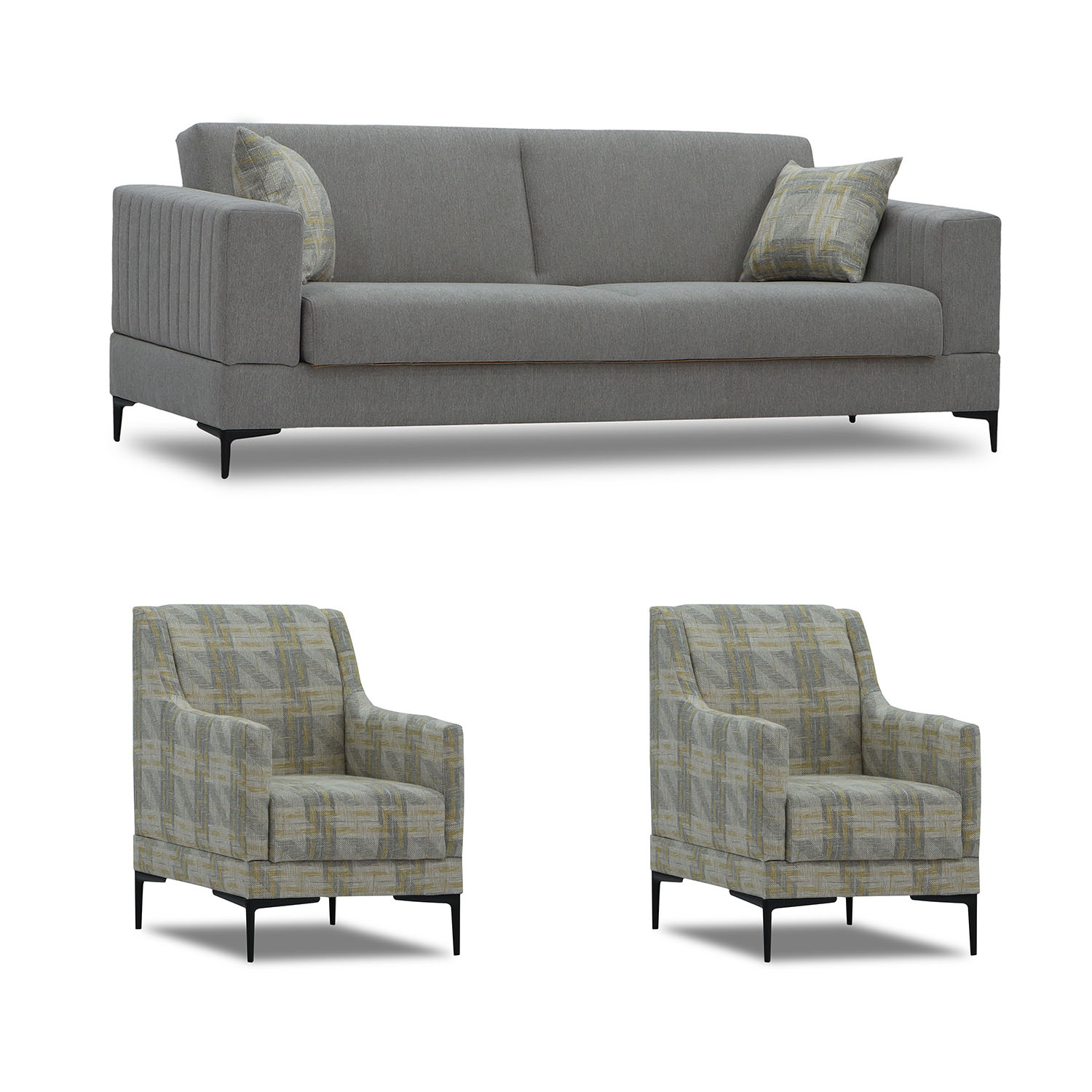 sofa set HOBEL GLORIA 3+1+1 GREY SCANDI 18/ BENORRY 1005 (3)
