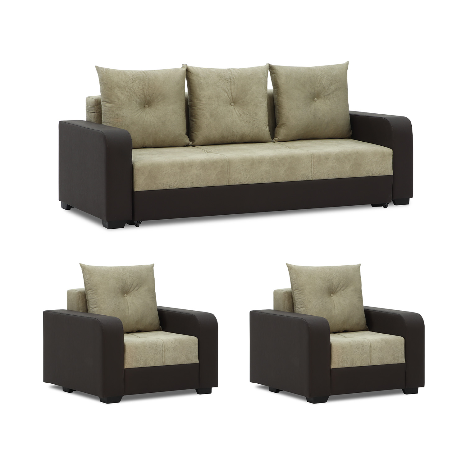 sofa set HOBEL KATRIN 3+1+1 BROWN 3673/CREAM RONALDO 1803 (6)