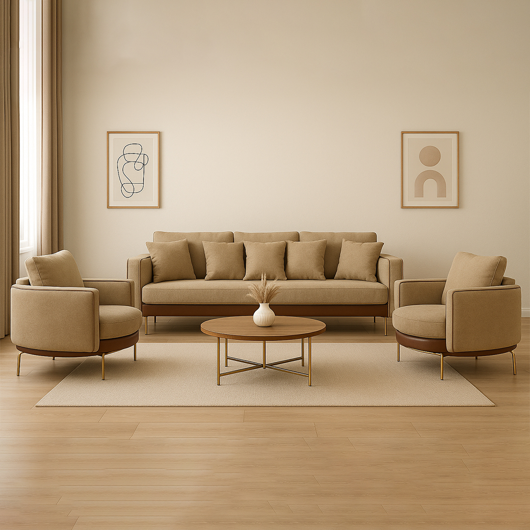 გარნიტური HOBEL MARIA 3+1+1 KAX7004 GOLD / HONEY PHANTOM 6/ LIGHT BROWN BONCUK 6 (3)