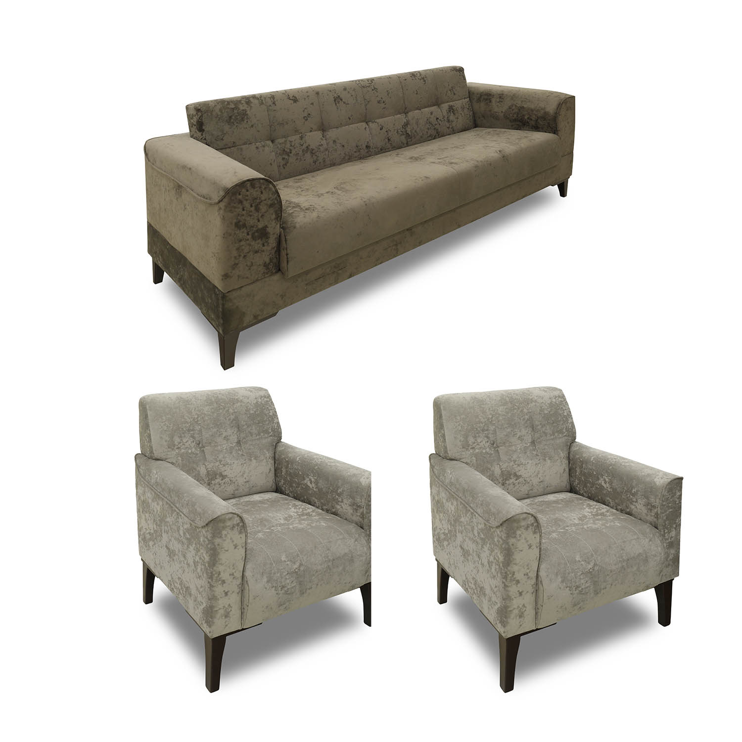 sofa set HOBEL MARK 3+1+1 LIGHT CAPPUCCINO MONACO 4/ BROWN MONACO 5 (3)
