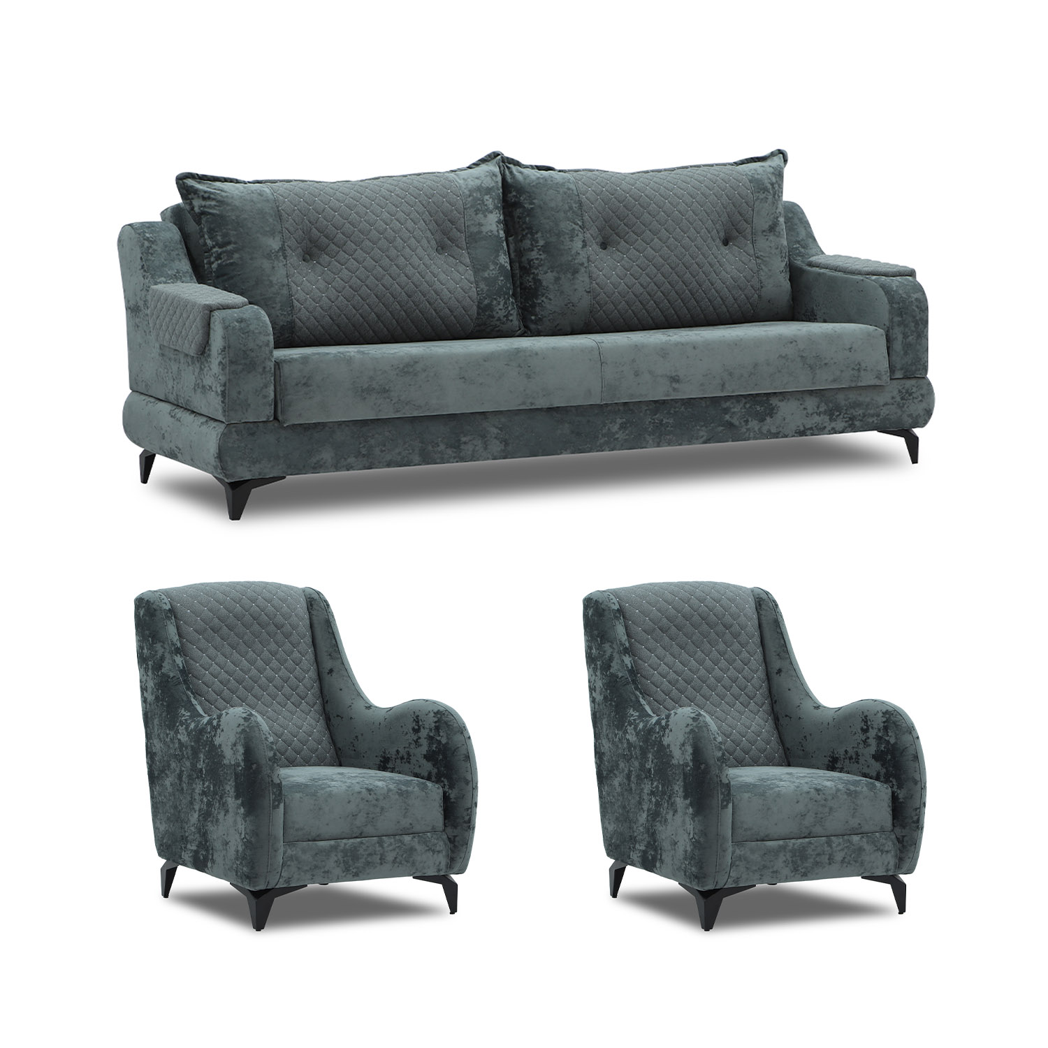 გარნიტური HOBEL OLIVIA 3+1+1 L38120AB DARK GREY MONACO 15/GREY BUKLE 11 (4)