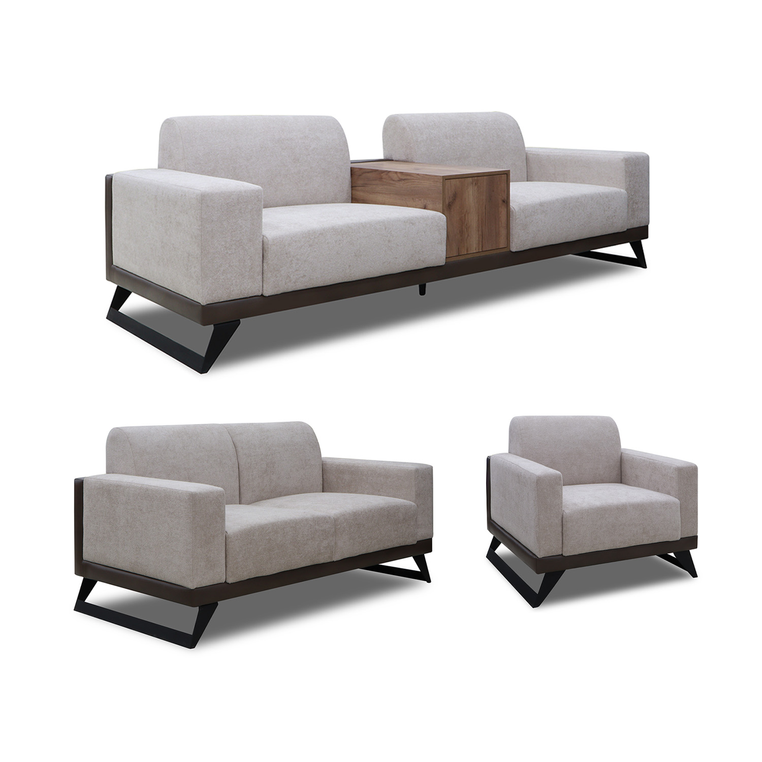 გარნიტური HOBEL RIO LUXE 3+2+1 DARK CAPPUCCINO PHANTOM 13/ CREAM BONCUK 4 (3)