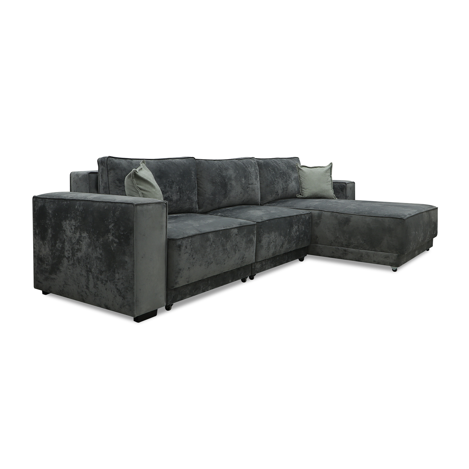 sofa HOBEL CORNER DELUXE GREY MONACO 14/ NIAGARA AQUA GLASS R (6)