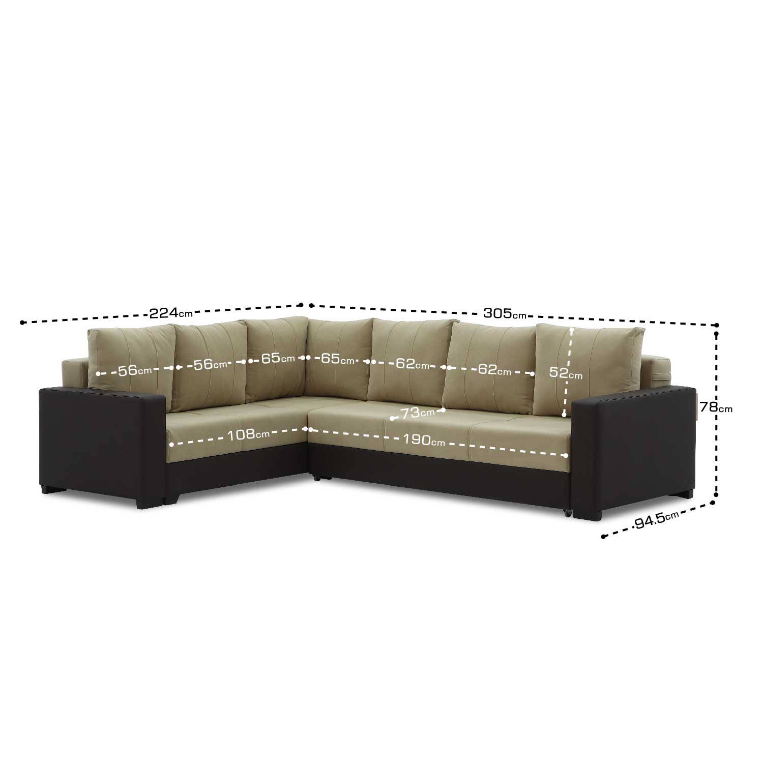 დივანი HOBEL CORNER ERICA BROWN 3673/CREAM LEONARDO 3 L (6)