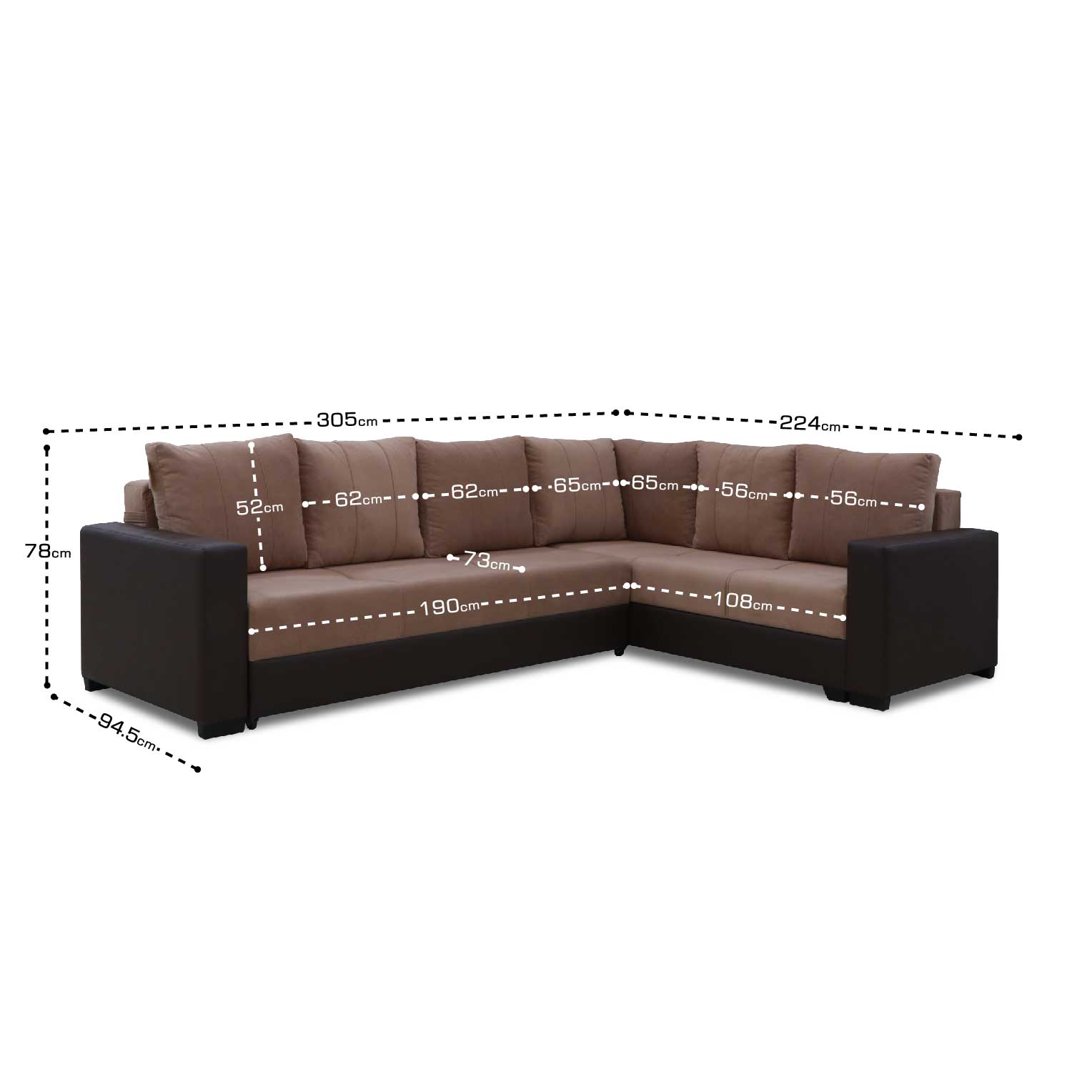 დივანი HOBEL CORNER ERICA COFFEE V460/ LIGHT BROWN VIVALDI 20 R(6)