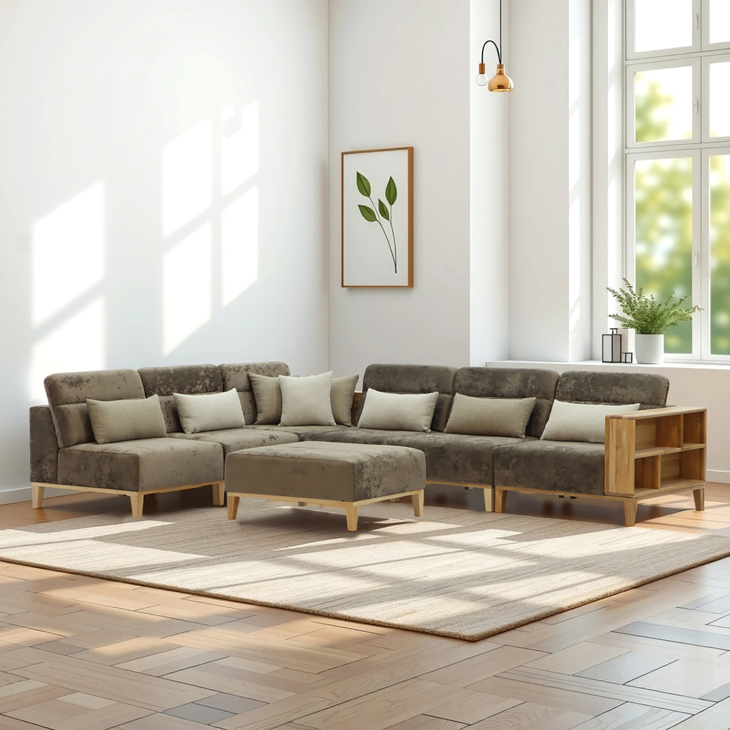 დივანი HOBEL CORNER WOOD DARK CAPPUCCINO MONACO 5/ INFINITY 103/INFINITY 290 L(5)