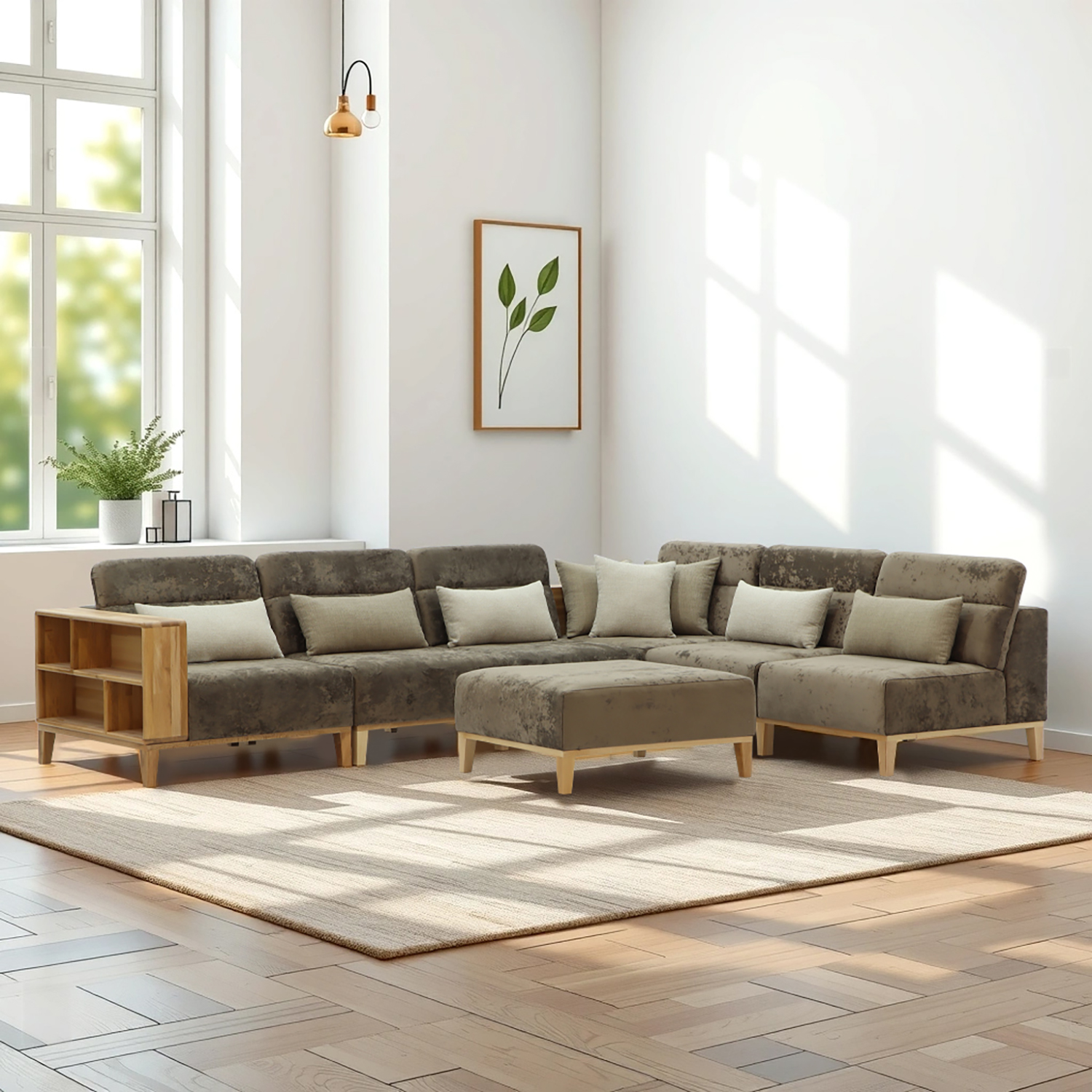 დივანი HOBEL CORNER WOOD DARK CAPPUCCINO MONACO 5/ INFINITY 103/INFINITY 290 R(5)
