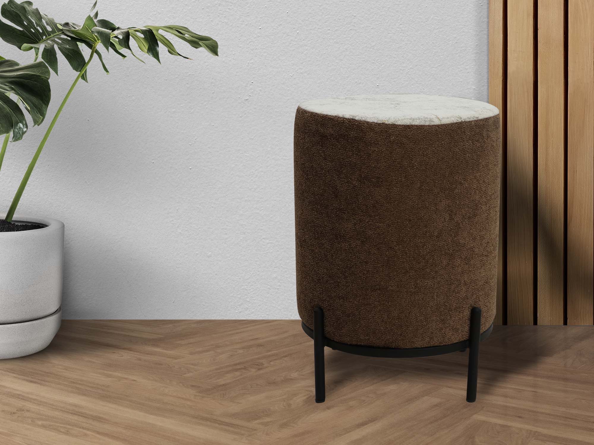 ტაბურეტი და პუფი HOBEL CIRCLE METAL (33X33X45) BONCUK 27/CANYON SMOKE (1)