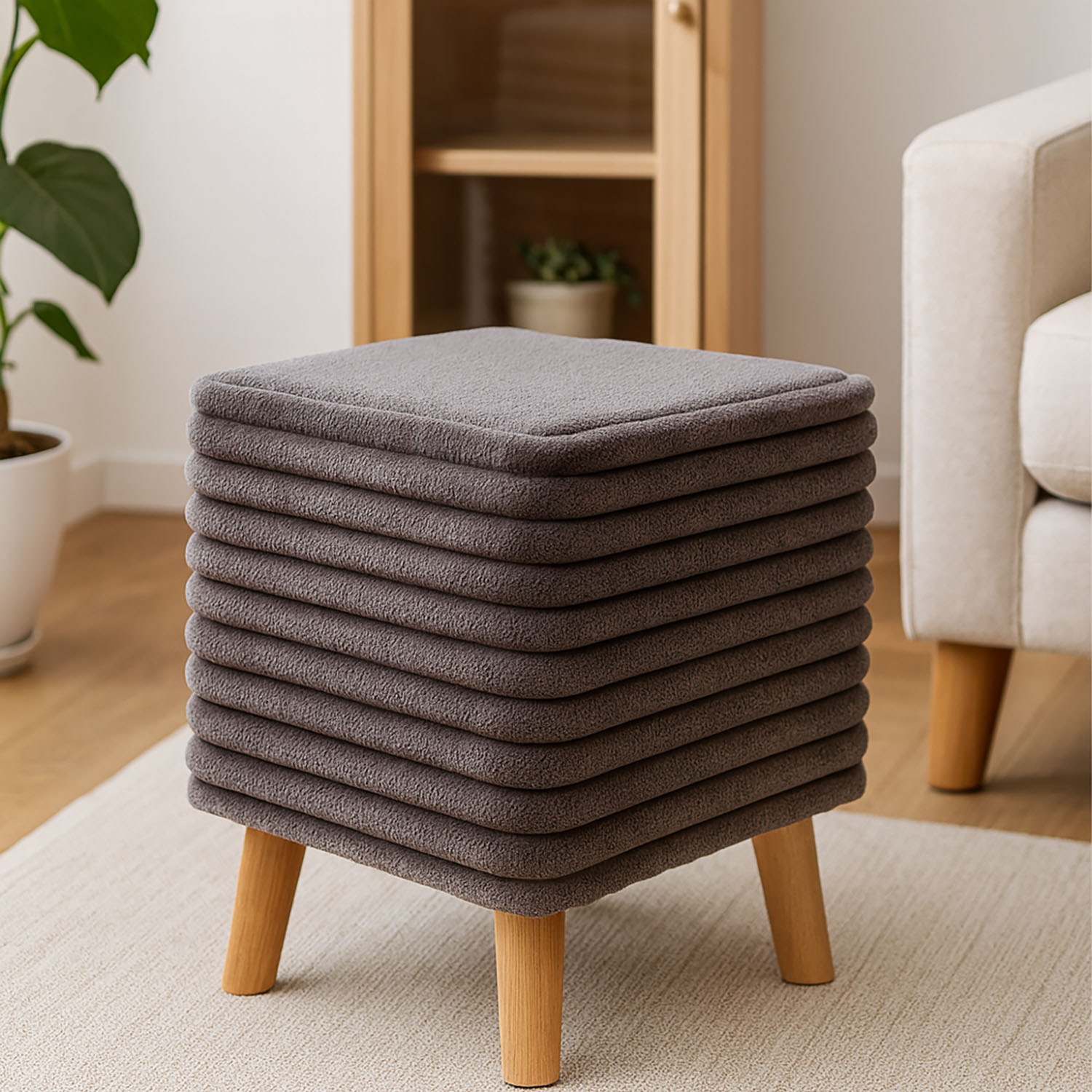 ტაბურეტი და პუფი HOBEL SONYA SQUARE MEGA TAUPE/GREY BUK 7 (1)