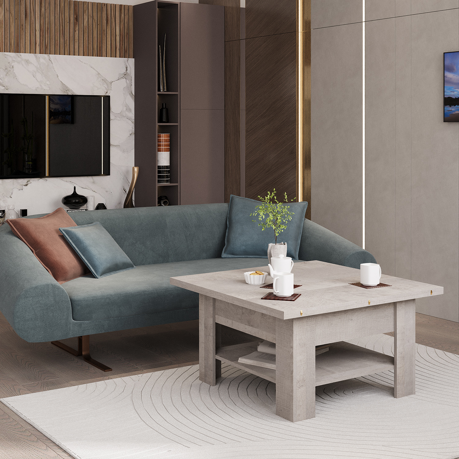 ტრანსფორმერი მაგიდა HOBEL 90X90X180 K355 (1)